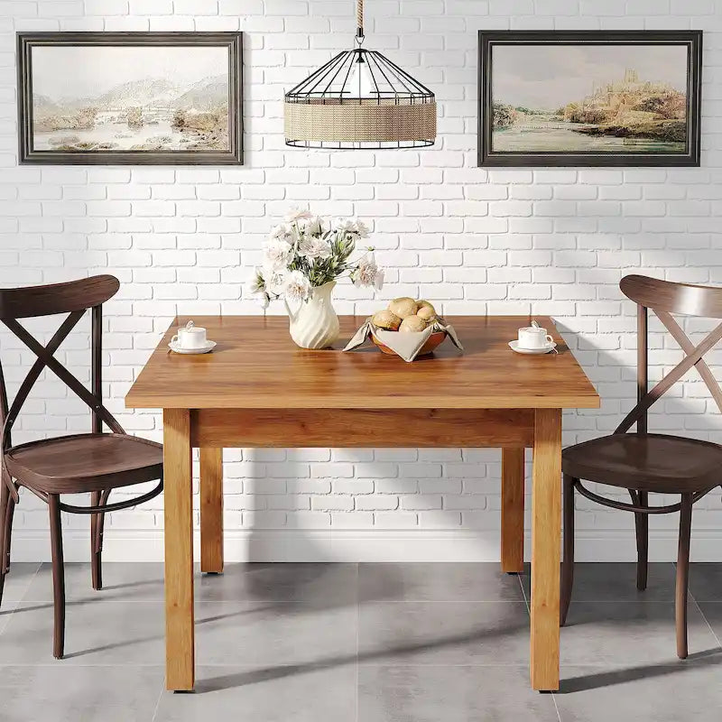 Table de salle à manger carrée de 39,4 pouces pour 2 à 4 personnes avec pieds en bois massif pour salon ou salle à manger