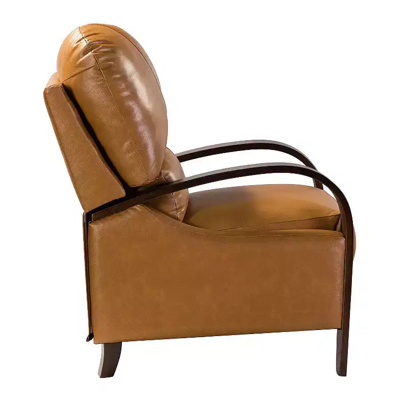 Ensemble de 2 fauteuils inclinables manuels en cuir véritable, inclinaison à 159°