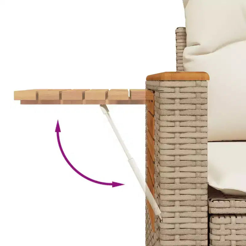 vidaXL Salon de jardin 4 pièces en résine tressée avec coussins et bois d'acacia