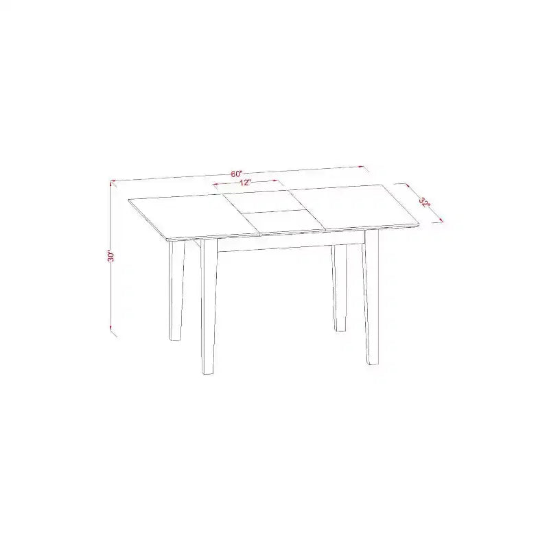 Ensemble Table de Cuisine Moderne - Table Rectangulaire et 4 Chaises, 5 Pièces, Idéal Petits Espaces, Finition Marron Selle