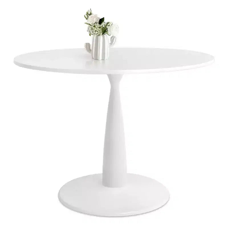 Ensemble de salle à manger rond 5 pièces pour 4 personnes, avec 4 chaises de salle à manger en tissu bouclé et dossier en rotin tressé, mobilier d'intérieur - Panipeachy