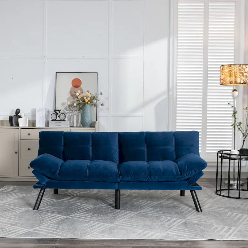 Canapé-lit pliable convertible bleu marine 70,87 avec accoudoirs réglables