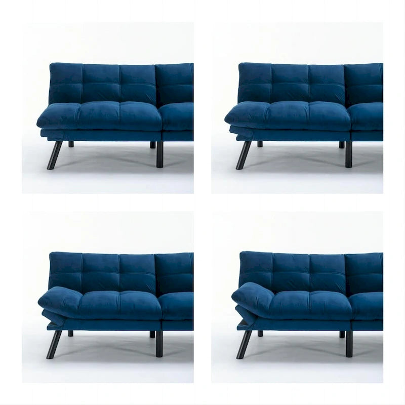 Canapé-lit pliable convertible bleu marine 70,87 avec accoudoirs réglables