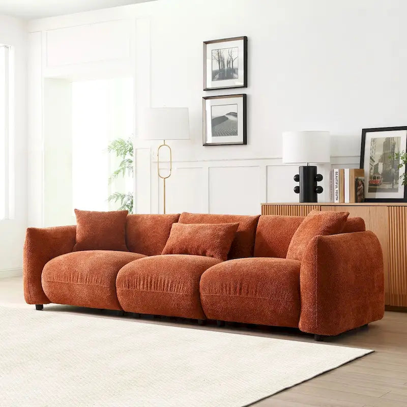 Mid-Century Modern 3-Seater Sofa for Living Room & Bedroom