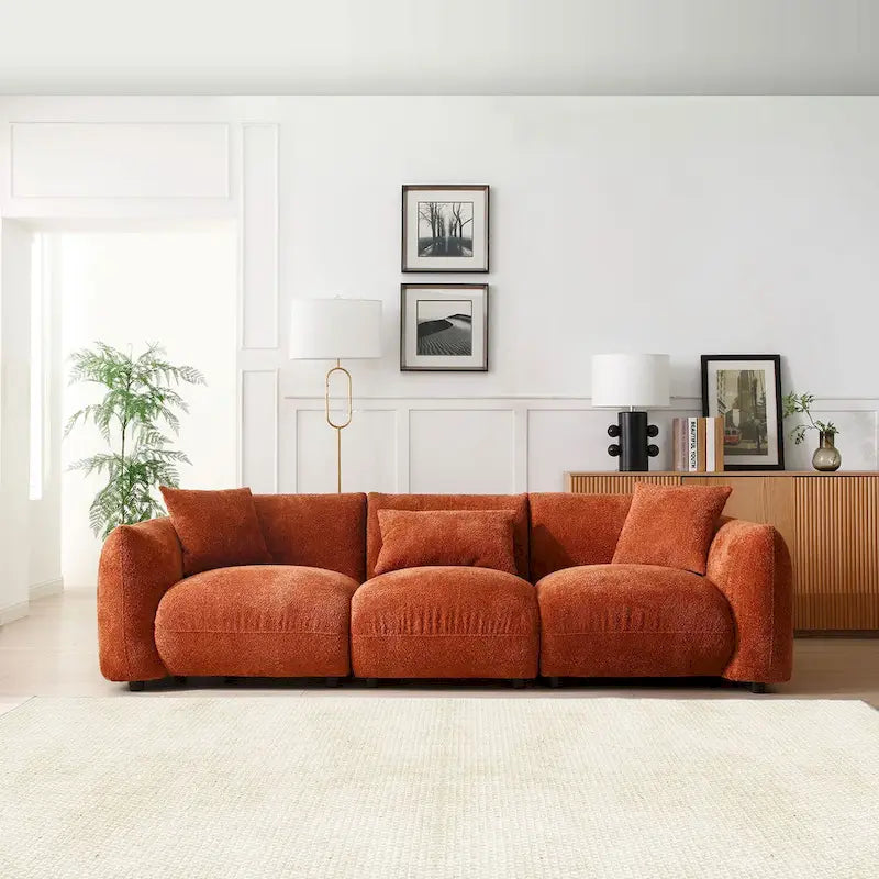 Mid-Century Modern 3-Seater Sofa for Living Room & Bedroom