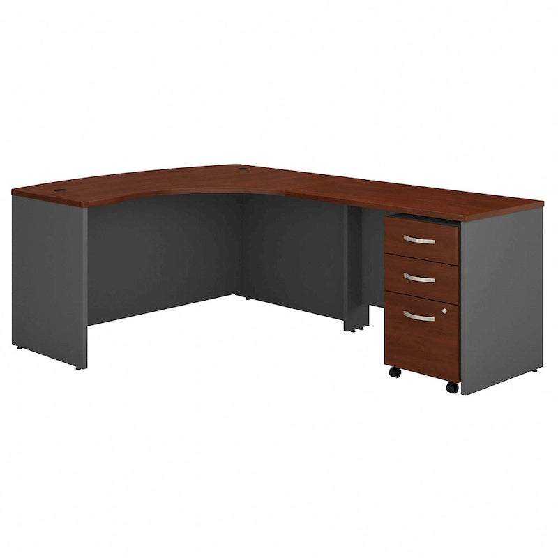 Bureau d'angle en L pour droitier avec tiroirs