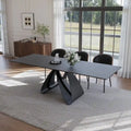 63-95" Extendable Dining Table for 6-10, Matte Black Sintered Stone Top with Carbon Steel Legs