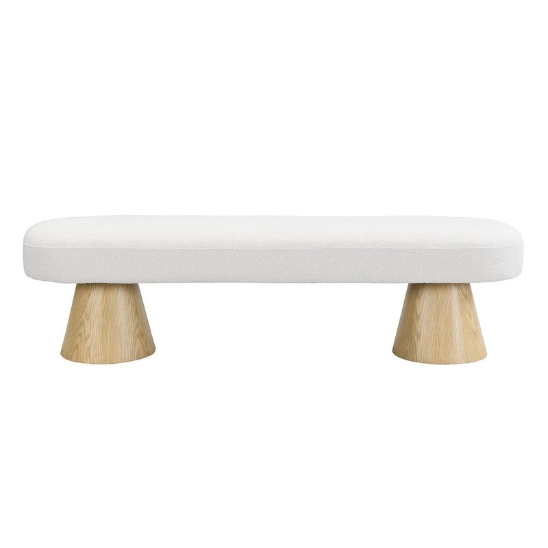 Fabric Dining Bench, Orange Boucle