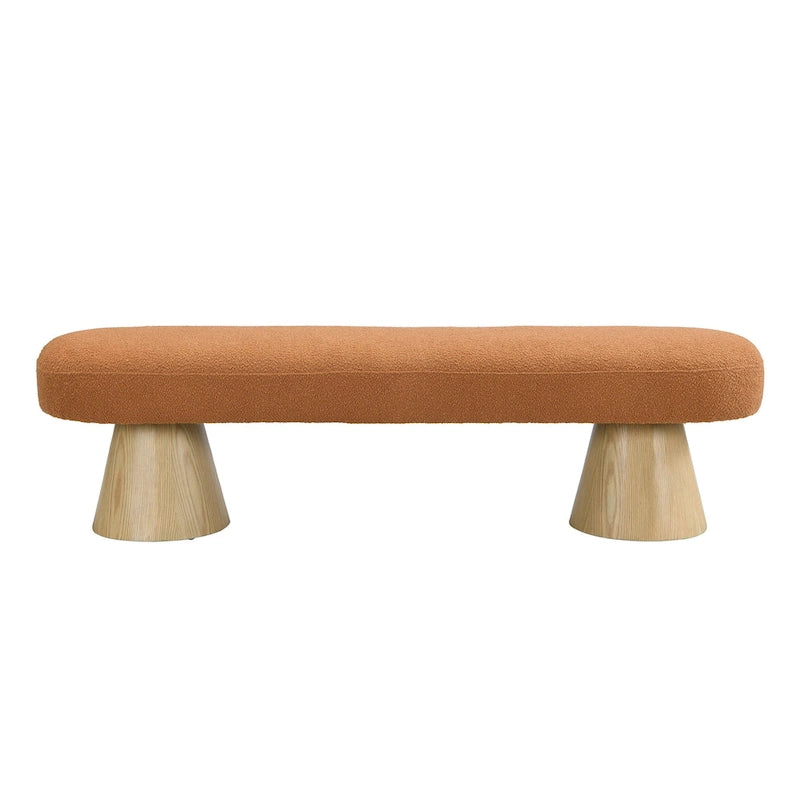 Fabric Dining Bench, Orange Boucle