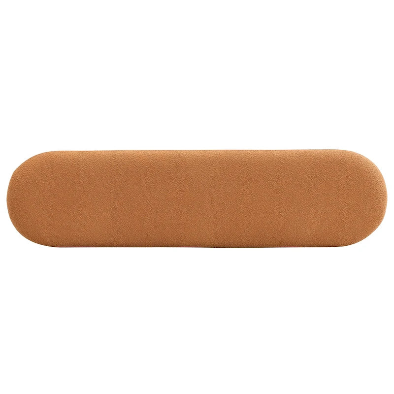Fabric Dining Bench, Orange Boucle