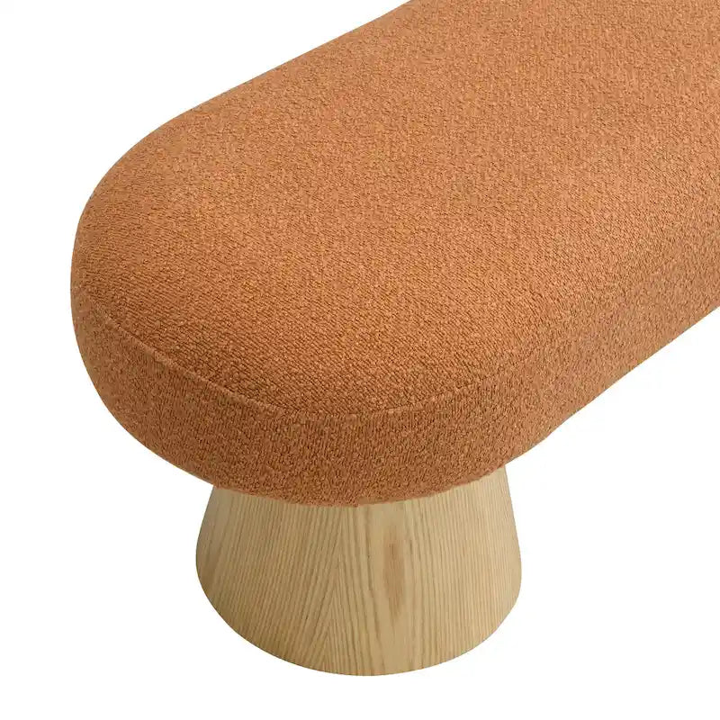 Fabric Dining Bench, Orange Boucle