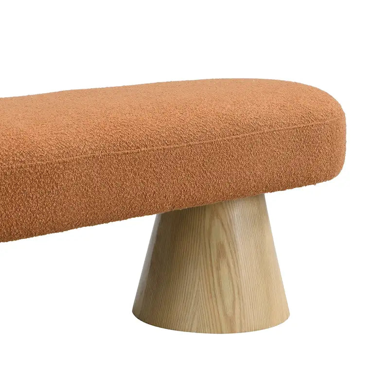 Fabric Dining Bench, Orange Boucle
