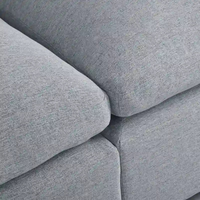 Canapé d'angle moderne en U pour 6 personnes avec 2 grandes méridiennes, poufs amovibles et coussins moelleux