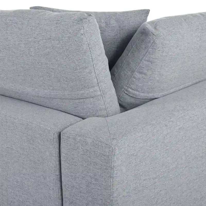 Canapé d'angle moderne en U pour 6 personnes avec 2 grandes méridiennes, poufs amovibles et coussins moelleux