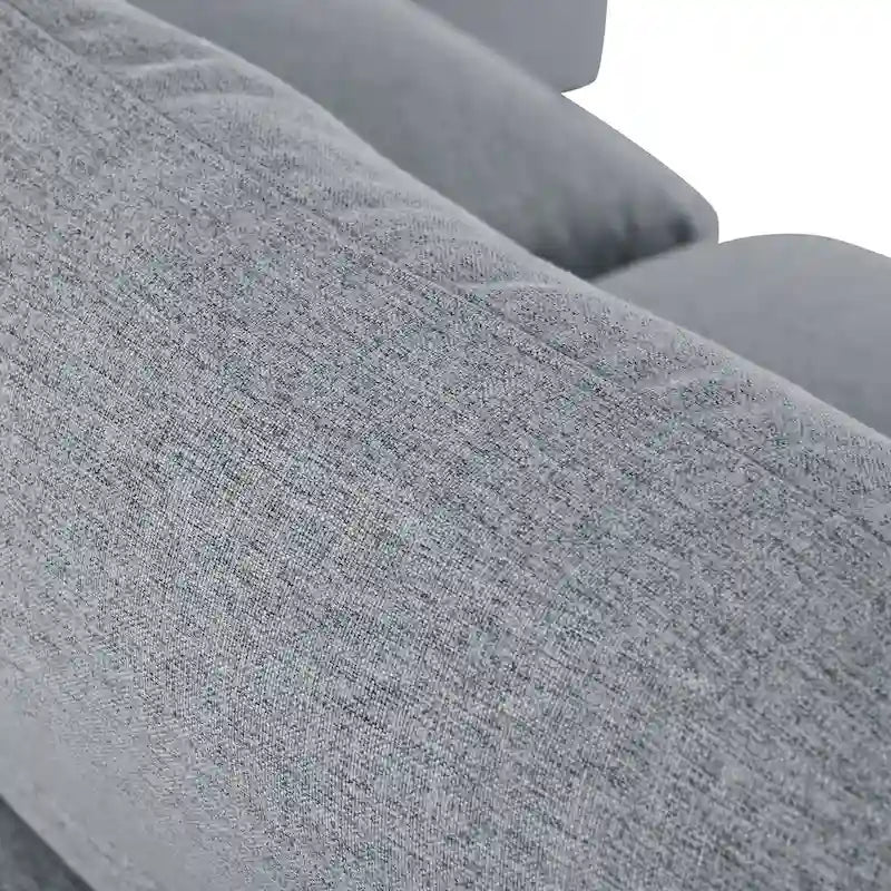 Canapé d'angle moderne en U pour 6 personnes avec 2 grandes méridiennes, poufs amovibles et coussins moelleux