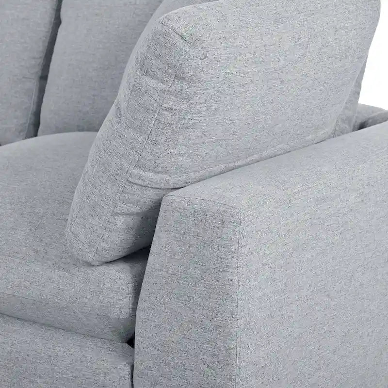 Canapé d'angle moderne en U pour 6 personnes avec 2 grandes méridiennes, poufs amovibles et coussins moelleux