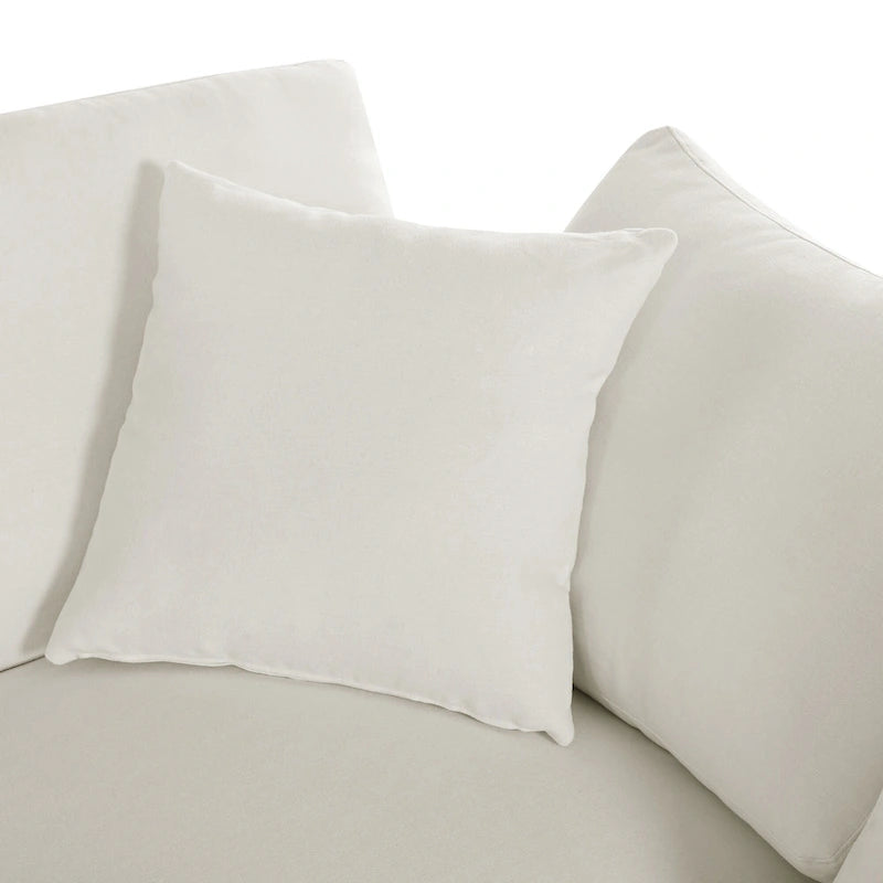 Canapé d'angle moderne en U pour 6 personnes avec 2 grandes méridiennes, poufs amovibles et coussins moelleux