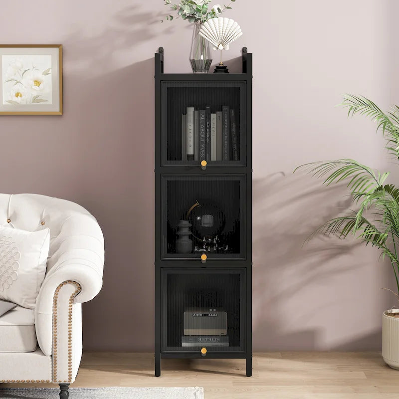 Modern Glass Door Storage Cabinet for Entryway, Living Room, Bathroom & Dining Room