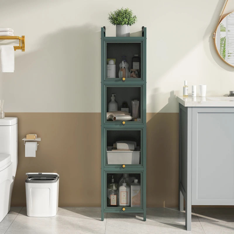 Modern Glass Door Storage Cabinet for Entryway, Living Room, Bathroom & Dining Room