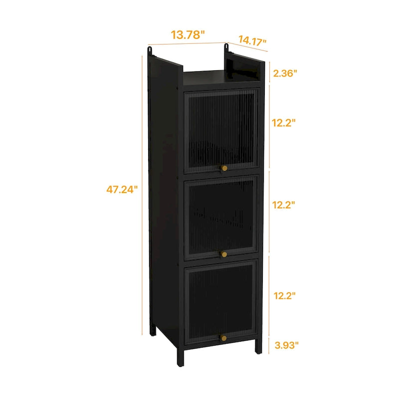 Modern Glass Door Storage Cabinet for Entryway, Living Room, Bathroom & Dining Room