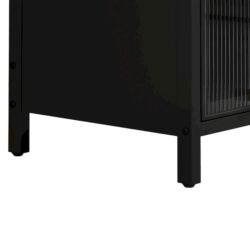 Meuble de Rangement Moderne en Verre avec Portes pour Entrée, Salon, Salle de Bain et Salle à Manger