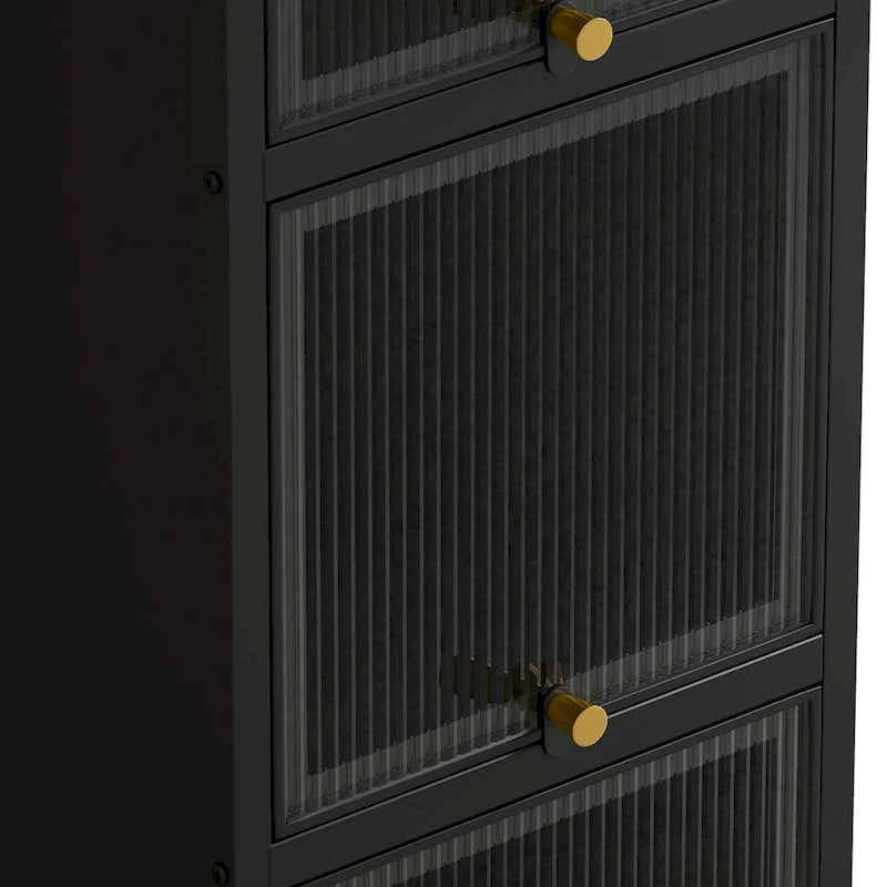 Meuble de Rangement Moderne en Verre avec Portes pour Entrée, Salon, Salle de Bain et Salle à Manger
