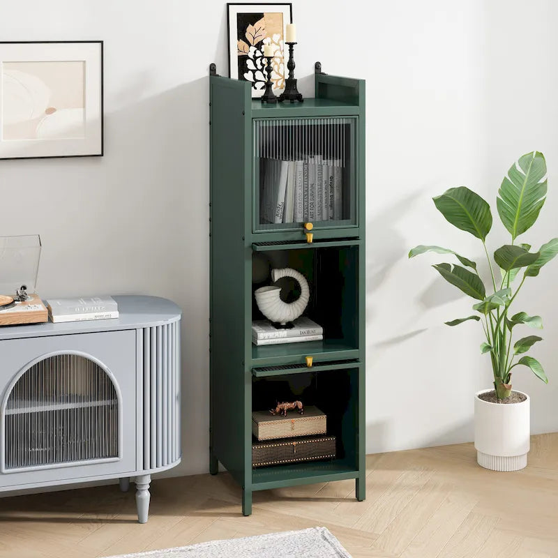 Meuble de Rangement Moderne en Verre avec Portes pour Entrée, Salon, Salle de Bain et Salle à Manger