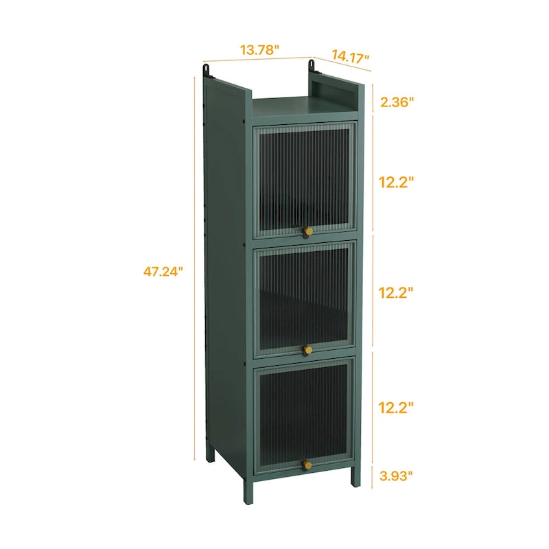 Meuble de Rangement Moderne en Verre avec Portes pour Entrée, Salon, Salle de Bain et Salle à Manger