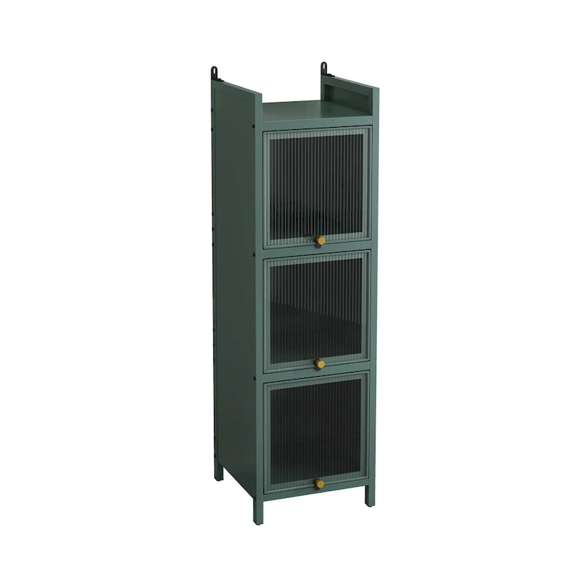 Meuble de Rangement Moderne en Verre avec Portes pour Entrée, Salon, Salle de Bain et Salle à Manger