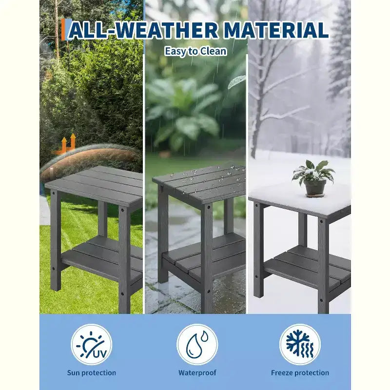 Ensemble de 4 chaises Adirondack pliantes avec 2 tables d'appoint, chaises d'extérieur modernes en HDPE pour patio, terrasse, balcon, jardin