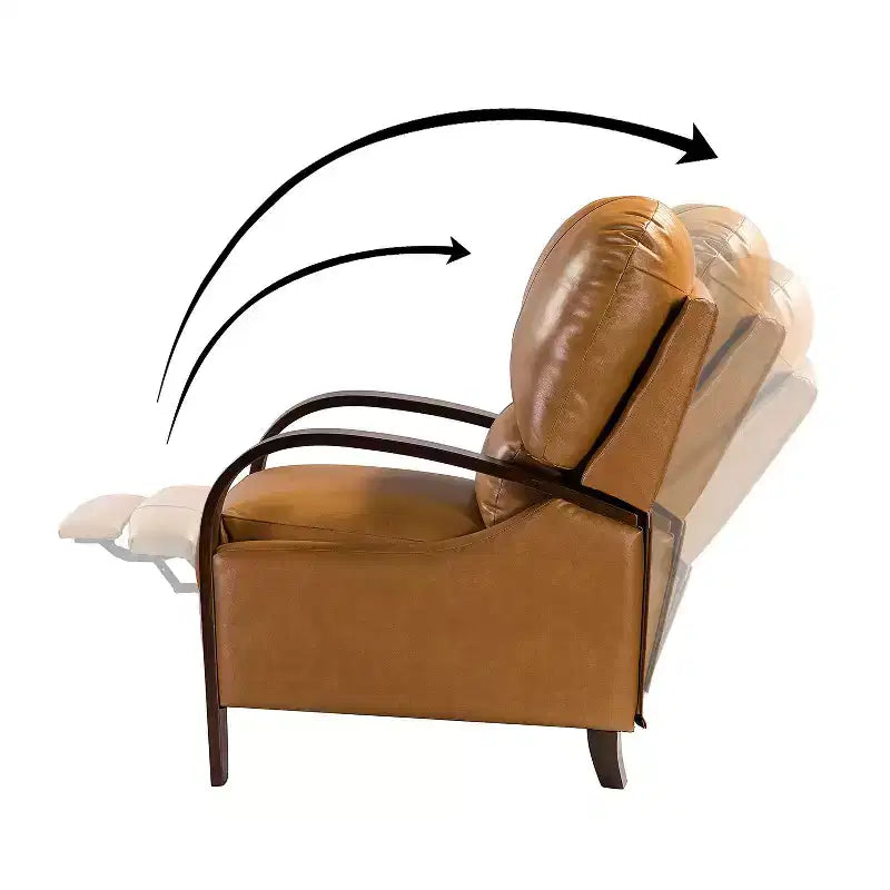 Ensemble de 2 fauteuils inclinables manuels en cuir véritable, inclinaison à 159°