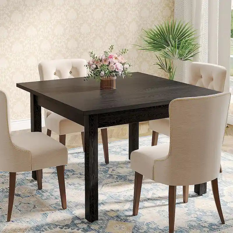 Table de salle à manger carrée de 39,4 pouces pour 2 à 4 personnes avec pieds en bois massif pour salon ou salle à manger