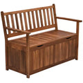 Outsunny Banc de rangement extérieur 155 L, coffre de pont en bois avec revêtement intérieur en PE imperméable, conteneur 2 places pour patio, jardin, balcon, cour
