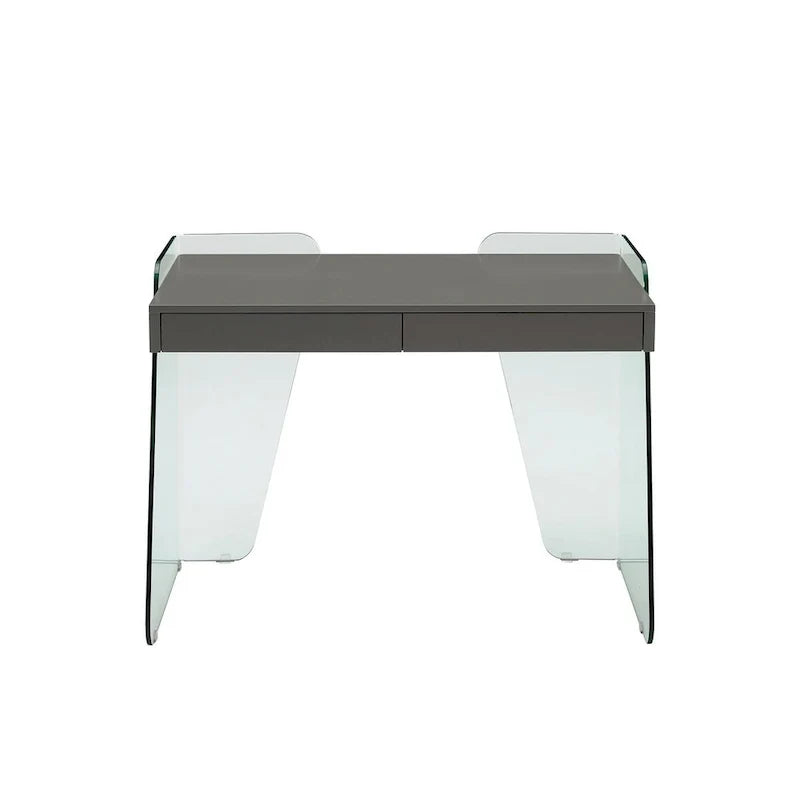 Bureau ARCHIE avec plateau en verre transparent.