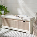 Banc de rangement SAFAVIEH Fiorello avec coussin et 3 tiroirs - 47,3 L x 15 P x 19 H - 47 L x 15 P x 19 H