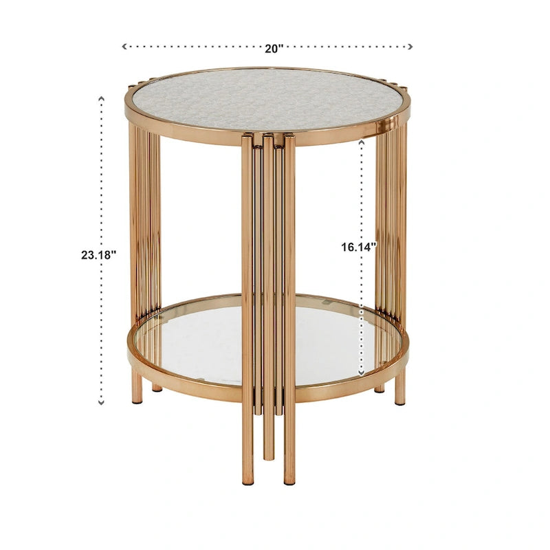 Table basse en verre texturé finition champagne doré avec étagère Bruges par iNSPIRE Q Bold