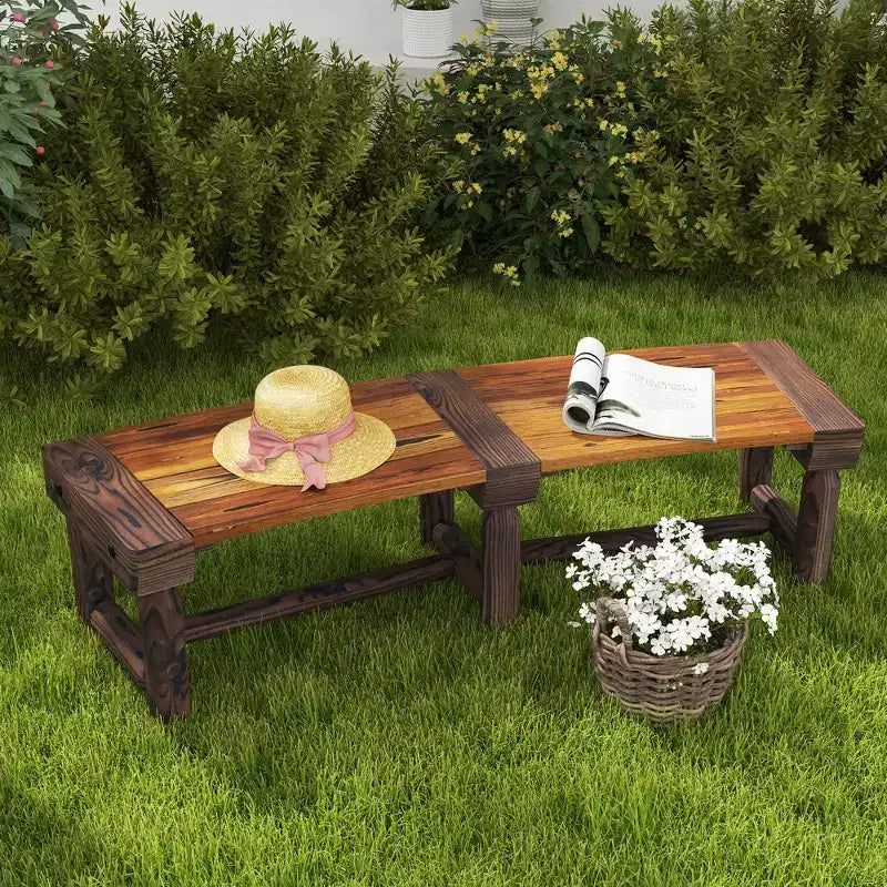 Banc de jardin en bois Outsunny, banc semi-circulaire rond pour arbre, banc de parc enveloppant