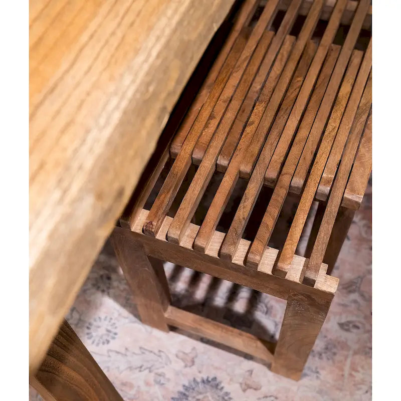 Banc extensible East at Main en bois de manguier massif naturel