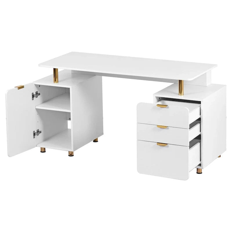 Bureau flottant exécutif moderne avec 3 tiroirs et surface de travail élégante