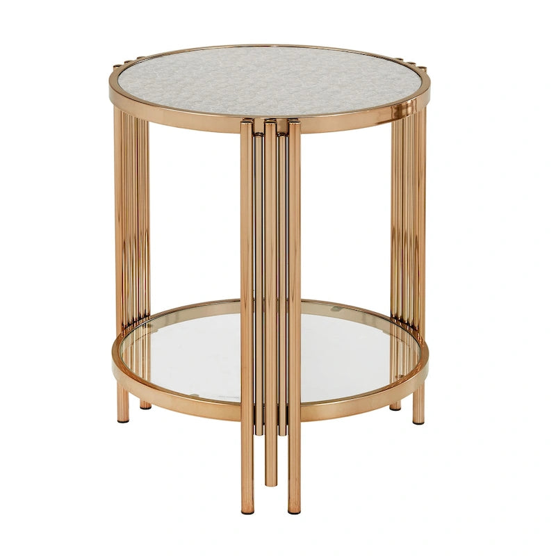 Table basse en verre texturé finition champagne doré avec étagère Bruges par iNSPIRE Q Bold