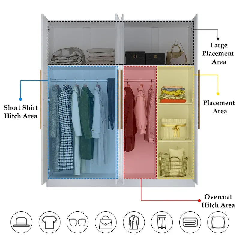 Armoire de rangement moderne sur pied en bois massif avec étagères