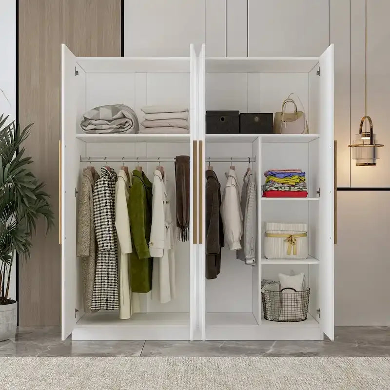 Armoire de rangement moderne sur pied en bois massif avec étagères