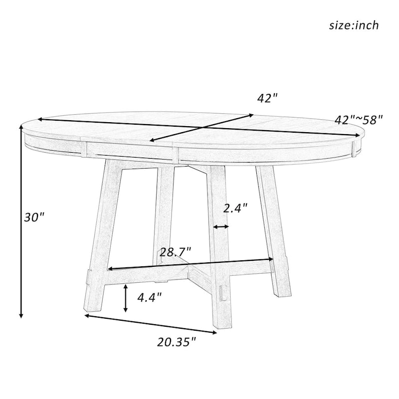 Farmhouse Round Extendable Dining Table with Leaf