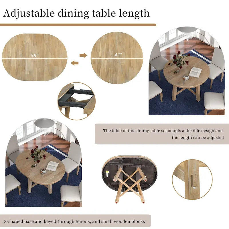 Farmhouse Round Extendable Dining Table with Leaf