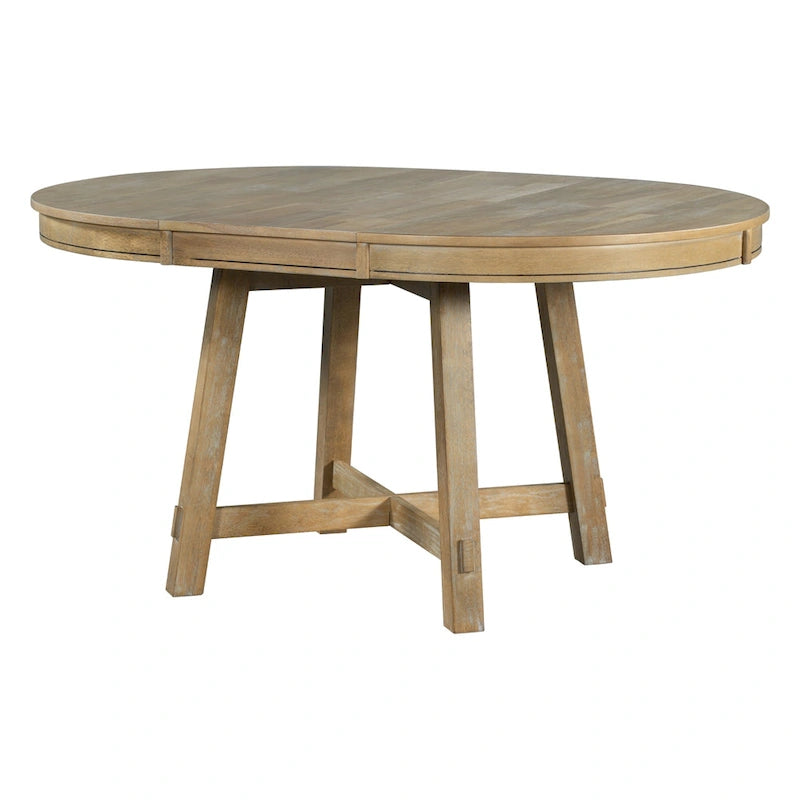 Farmhouse Round Extendable Dining Table with Leaf
