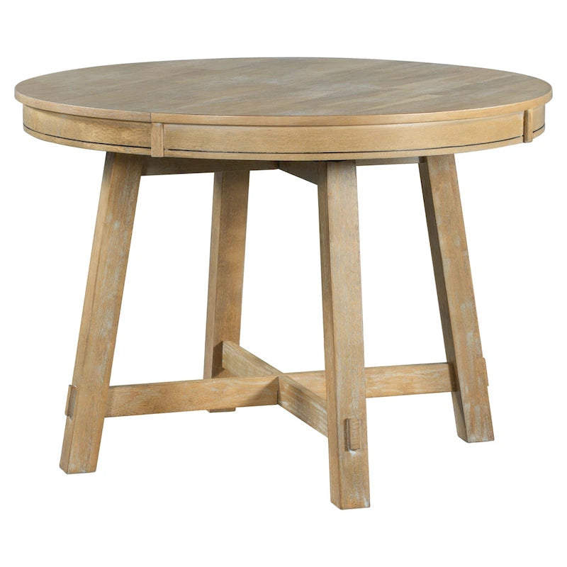 Farmhouse Round Extendable Dining Table with Leaf