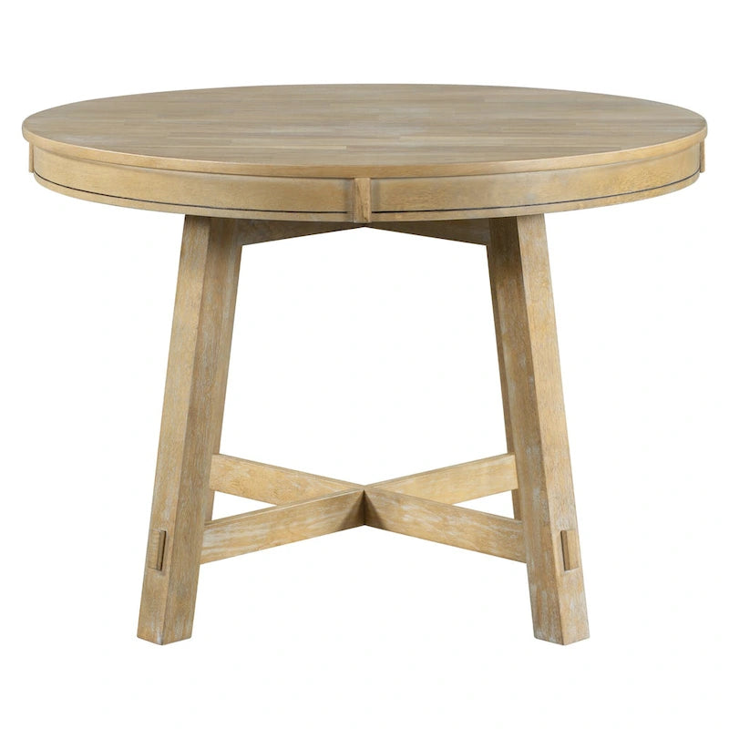 Farmhouse Round Extendable Dining Table with Leaf