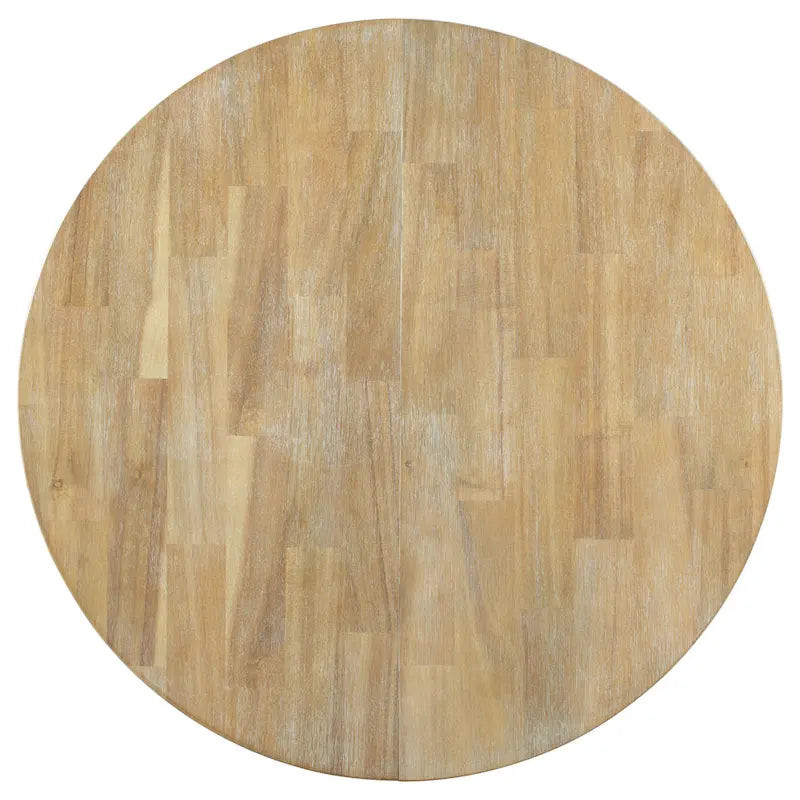 Farmhouse Round Extendable Dining Table with Leaf