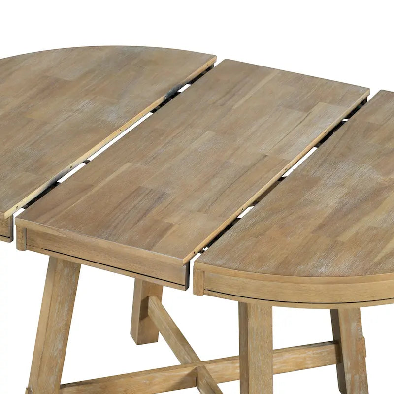 Farmhouse Round Extendable Dining Table with Leaf