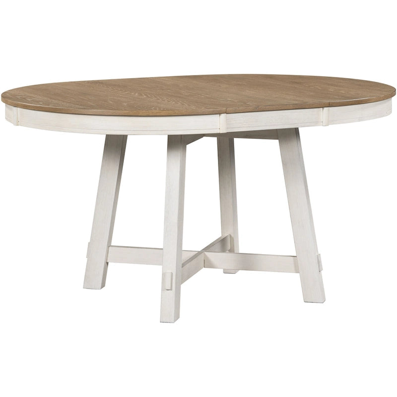 Farmhouse Round Extendable Dining Table with Leaf
